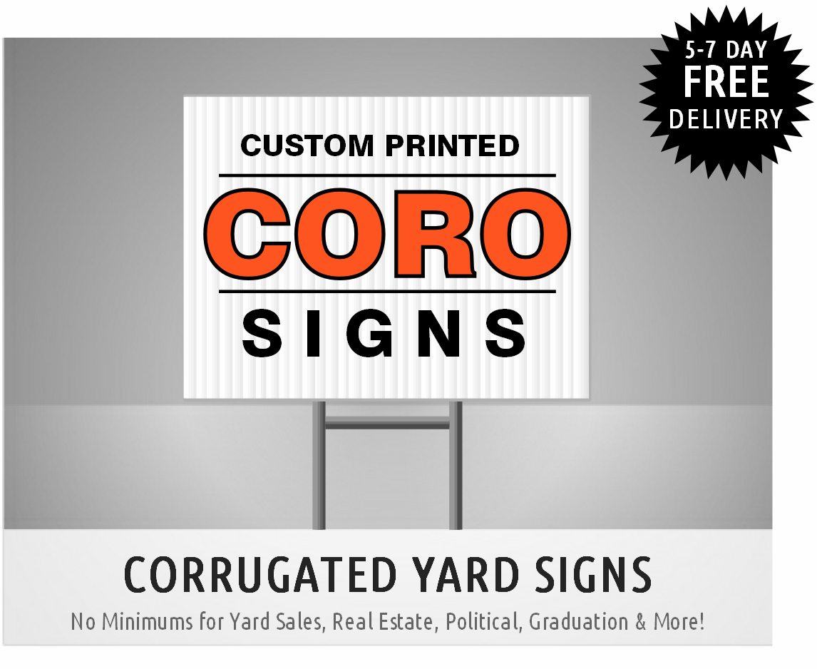 Set of 24 full-color corrugated plastic yard signs printed on 4mm coroplast by Spokane Signs & Banners