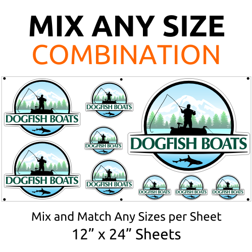Contour cut UV printed custom vinyl sticker sheets by Spokane Signs & Banners for branding and product labels